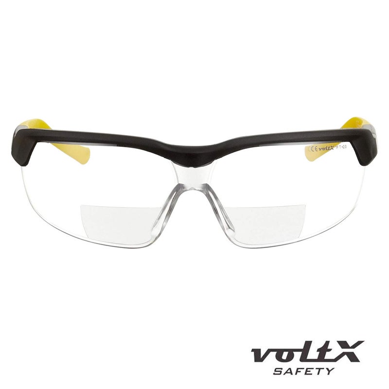 voltX GT ADJUSTABLE Bifocal Reading Safety Glasses (Clear Lens +3.0), ANSI Z87.1+ & CE EN166FT, Anti fog coated, UV400 Lens, Tilt & length adjustable earstems, clip on safety cord. - Image 2